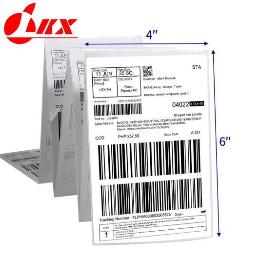 LKX 4" x 6" Self Direct Thermal Shipping Sticker Adhesive Printer  label For USPS FBA UPS Ebay 4x6 Inch Fanfold Label