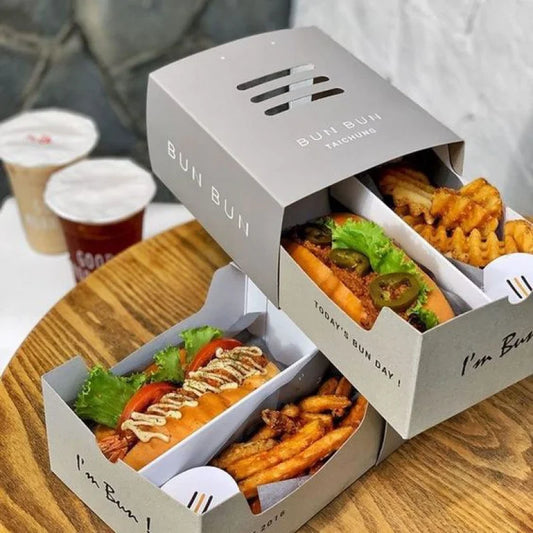 Customized productCustomized sushi Clam Disposable Food Packaging Kraft Paper Food grade Burger Fry Chicken Hot dog  Pizza